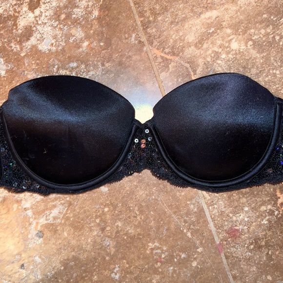 Victoria’s Secret black sequin strapless push up bra 34B - Picture 3 of 5